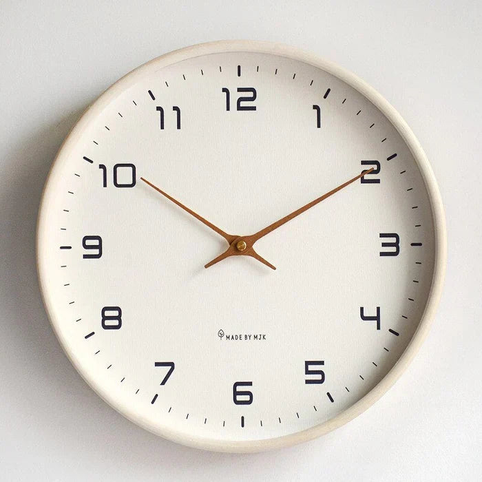 Elegant modern wooden wall clock, silent and decorative, enhances stylish home & office decor.