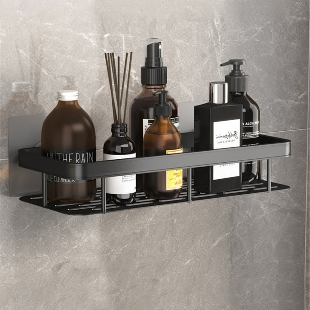 Modern suction cup shower caddy for bathroom storage & organization.