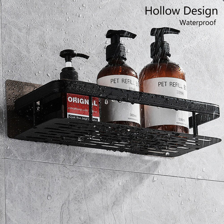 No-drill bathroom shelf with strong suction for smart shower storage.