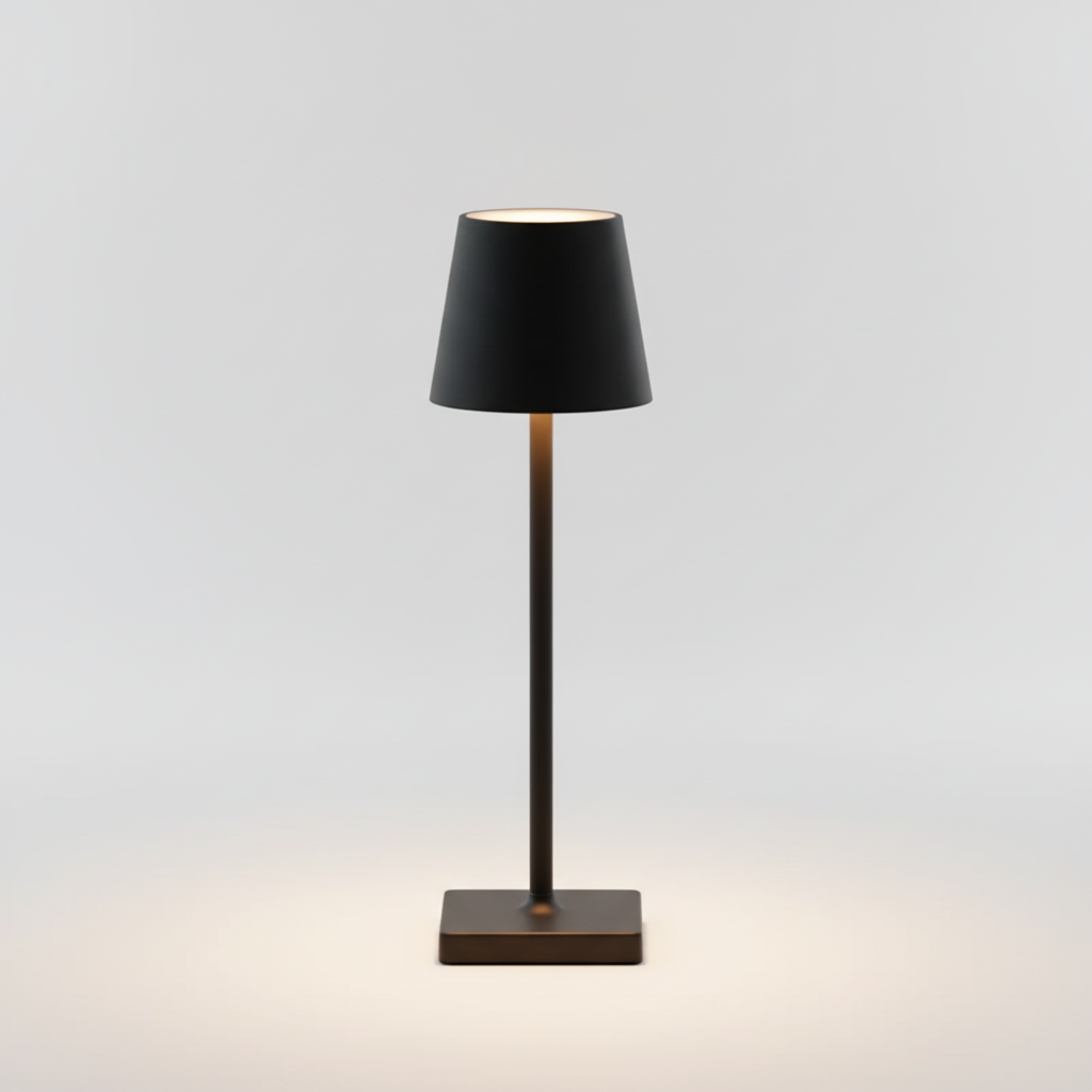 Ambient wireless LED table lamp, dimmable for versatile lighting. Great for modern Scandinavian decor. Portable.