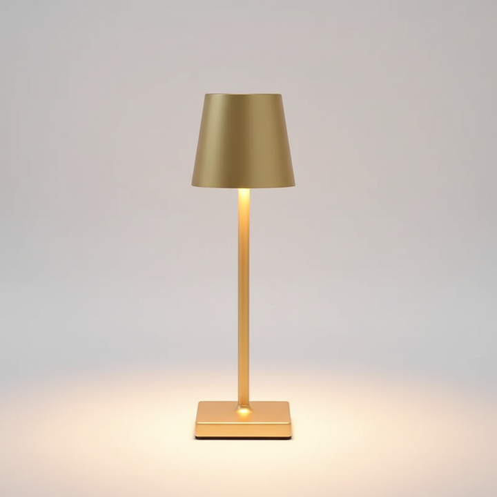 Rechargeable wireless LED table lamp, dimmable light for creating cozy indoor & outdoor ambiance. Modern style.