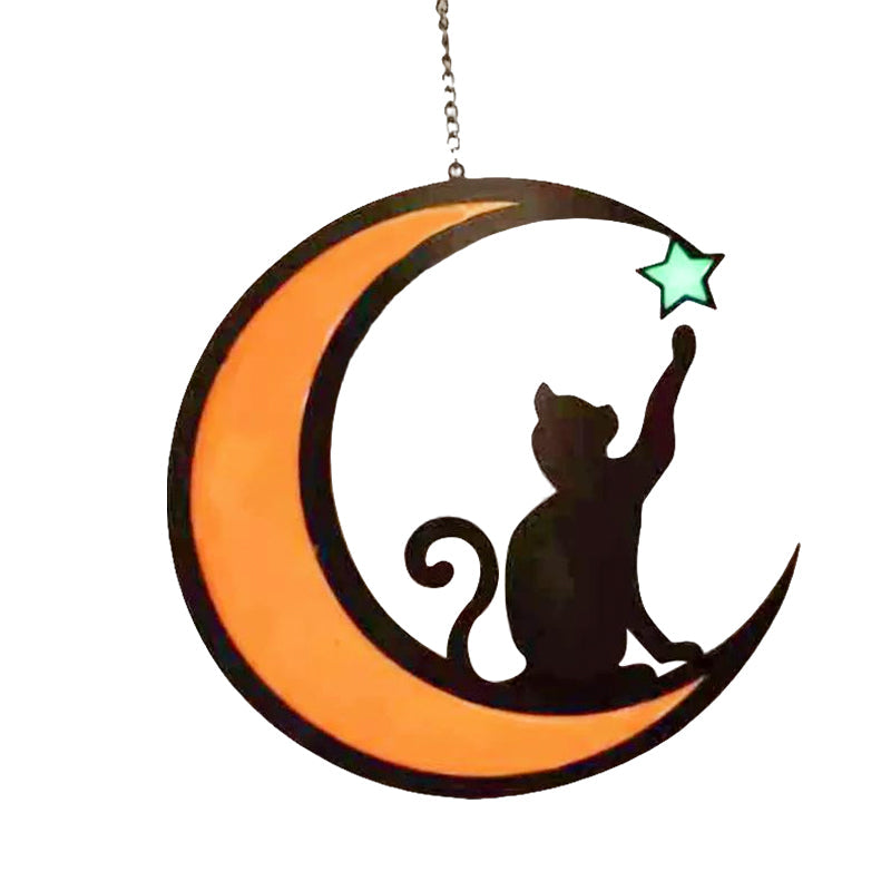 Artistic Moon Cat Suncatcher, acrylic cat decor with moon accent, a great gift idea ornament