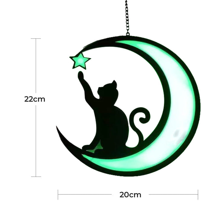Unique Moon Cat Suncatcher, stained glass effect acrylic cat decor, a perfect garden art accent