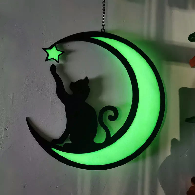 Colorful acrylic Moon Cat Suncatcher, eye-catching stained glass effect garden or home decor