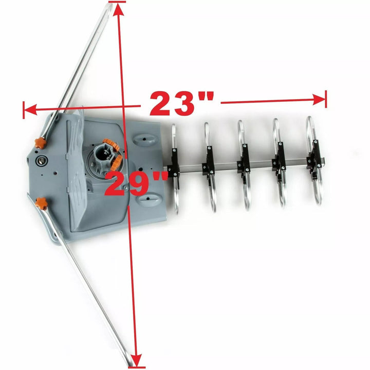 UHF/VHF motorized outdoor digital TV antenna for long-range 360° HD reception & home entertainment.