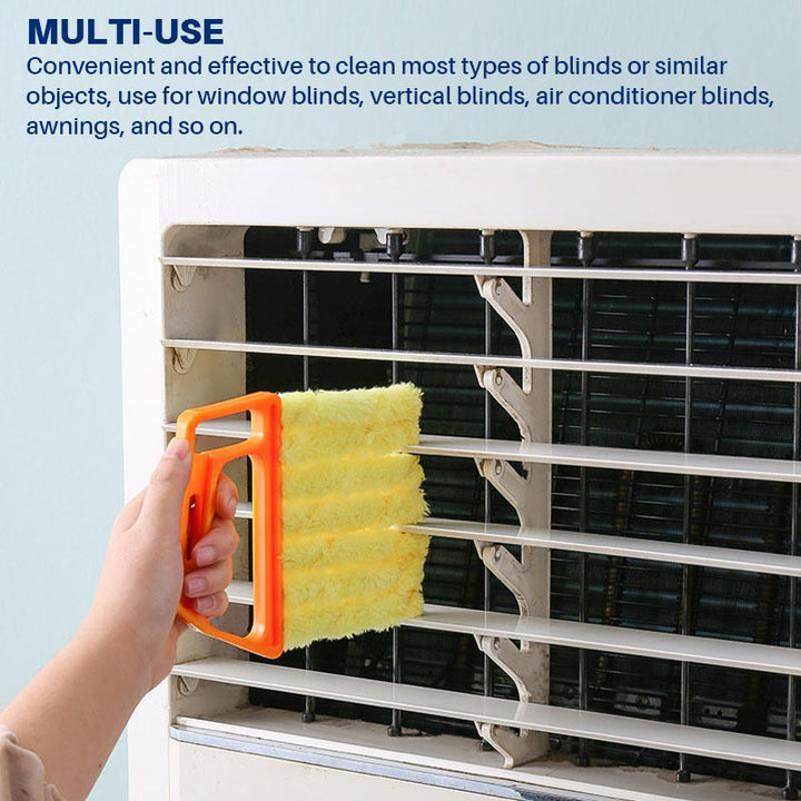 Blue multi-finger cleaning tool with soft microfibers for gentle yet effective blind cleaning