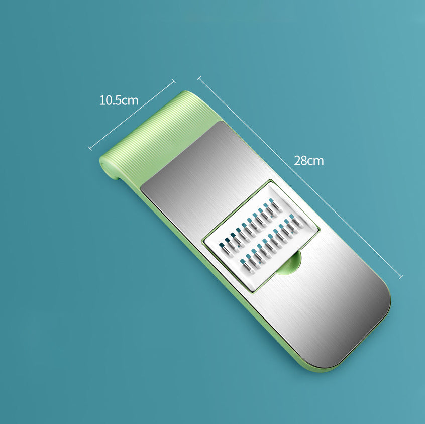 Image showcasing the various slicing options of the professional vegetable cutter