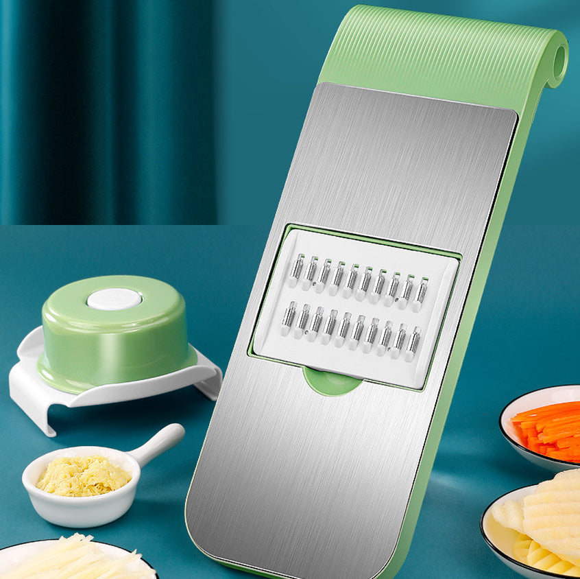 Close-up of the ultra-sharp blades of the multifunction food slicer