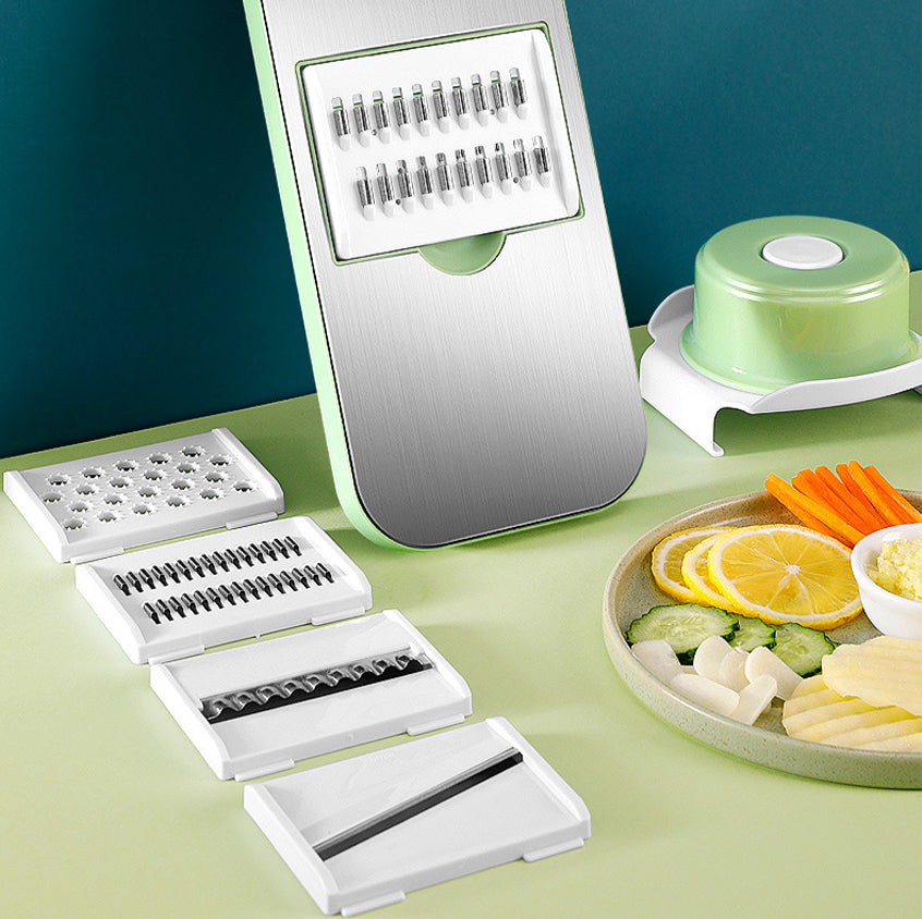 Detailed view of the safety features of the kitchen food slicer gadget