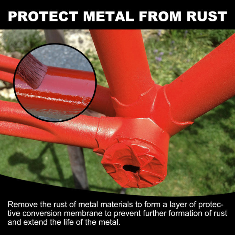 Rust Eradicator & Converter agent shown in use on outdoor furniture for household maintenance