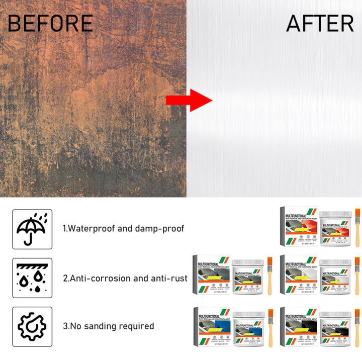 The rust reforming process visible on metal after applying the fast-acting eradicating agent