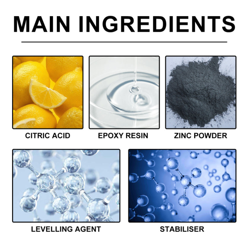 Protective coating formed by the rust converter on a treated metal automotive part