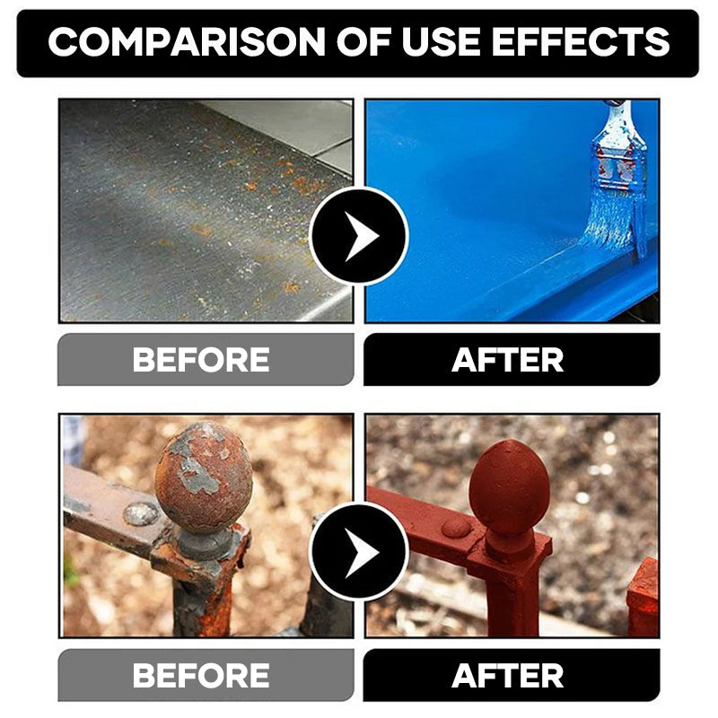 Metal Rust Eradicator applied to a corroded car part, demonstrating its effectiveness