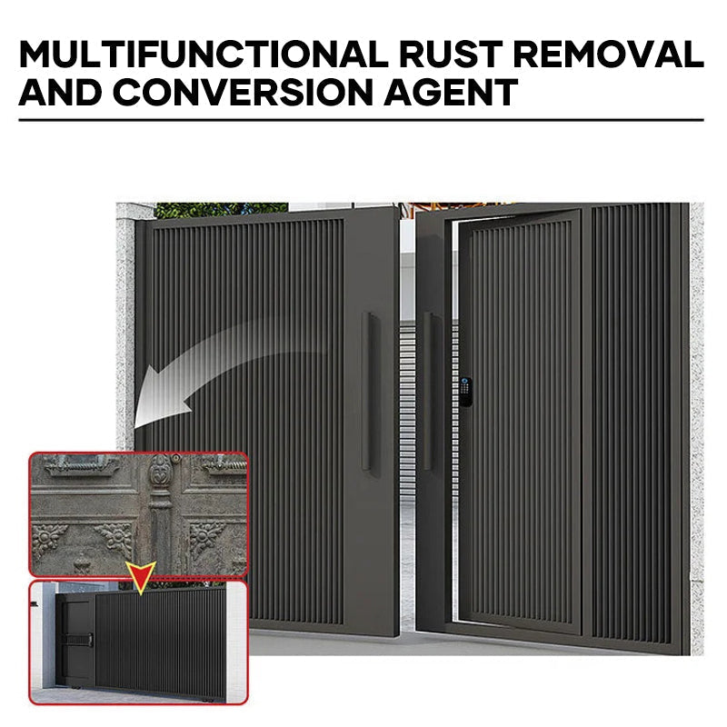 Rust converter agent creating a protective coating on a metal surface, preventing further corrosion