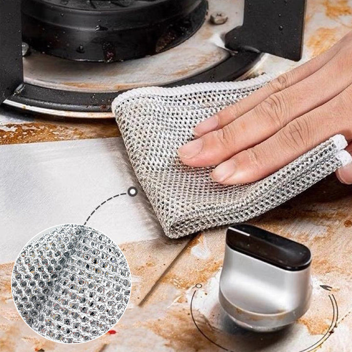 Ergonomic non-scratch metal fiber dishcloth, comfortable for extended kitchen cleaning
