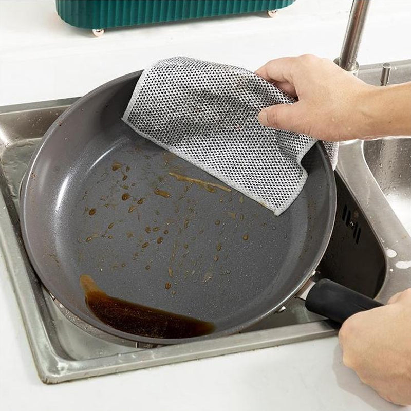 Pack of non-scratch metal fiber dishcloths, essential for kitchen cleaning and scrubbing