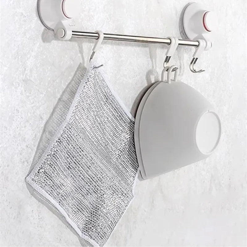 Gentle yet effective metal fiber dishcloth, great for pots, pans, and delicate surfaces