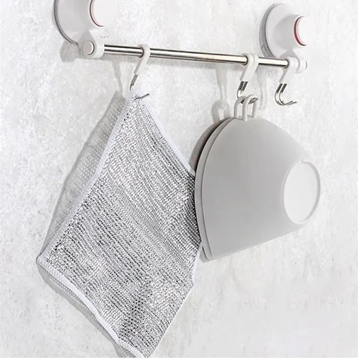 Gentle yet effective metal fiber dishcloth, great for pots, pans, and delicate surfaces