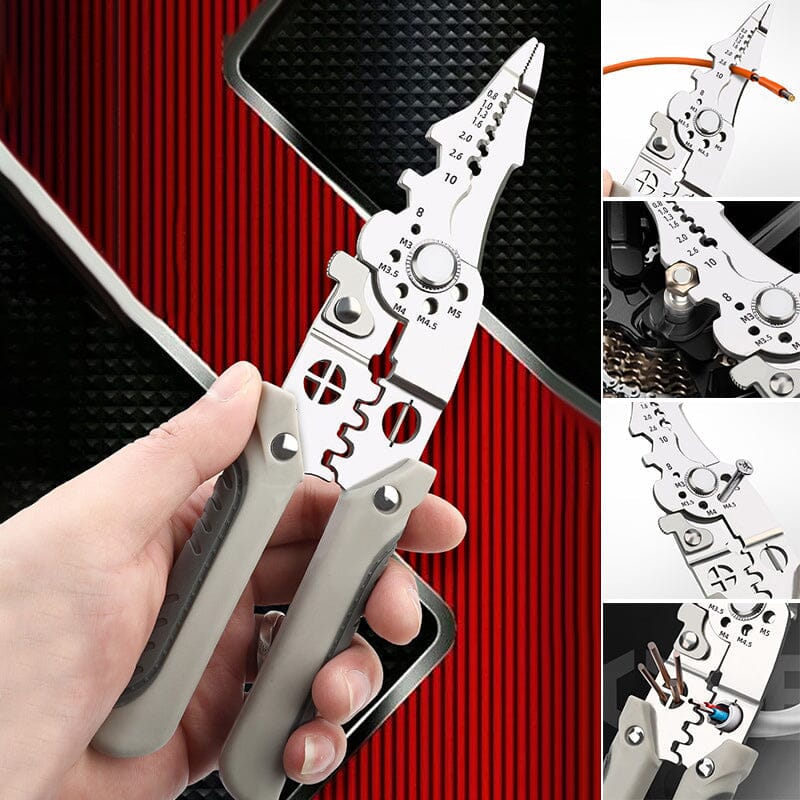 Multifunctional wire stripper crimper cutter pliers tool with ergonomic handle for electricians