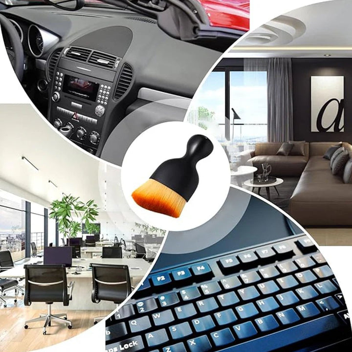 Compact detailing brush for gap dust removal, suitable for automotive and household use