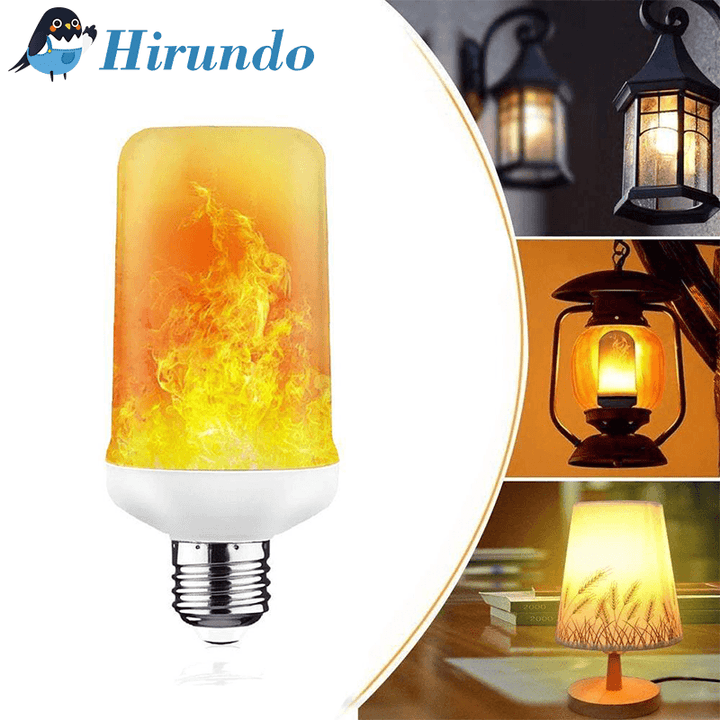 Natural flame effect LED bulb, E27, with gravity sensor for realistic upright flickering light