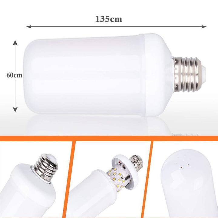 Energy-efficient E27 LED flame bulb with gravity sensor, providing natural-looking flickering light