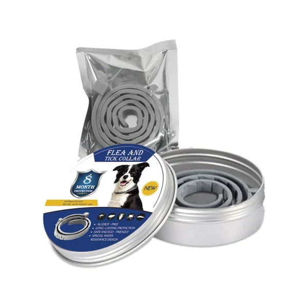 Natural flea & tick collar for dogs & cats, offering long-lasting, waterproof pet protection against pests.
