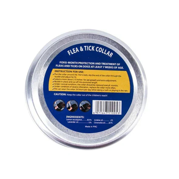 Waterproof flea & tick collar for dogs & cats, providing natural, long-lasting pest control & pet protection.