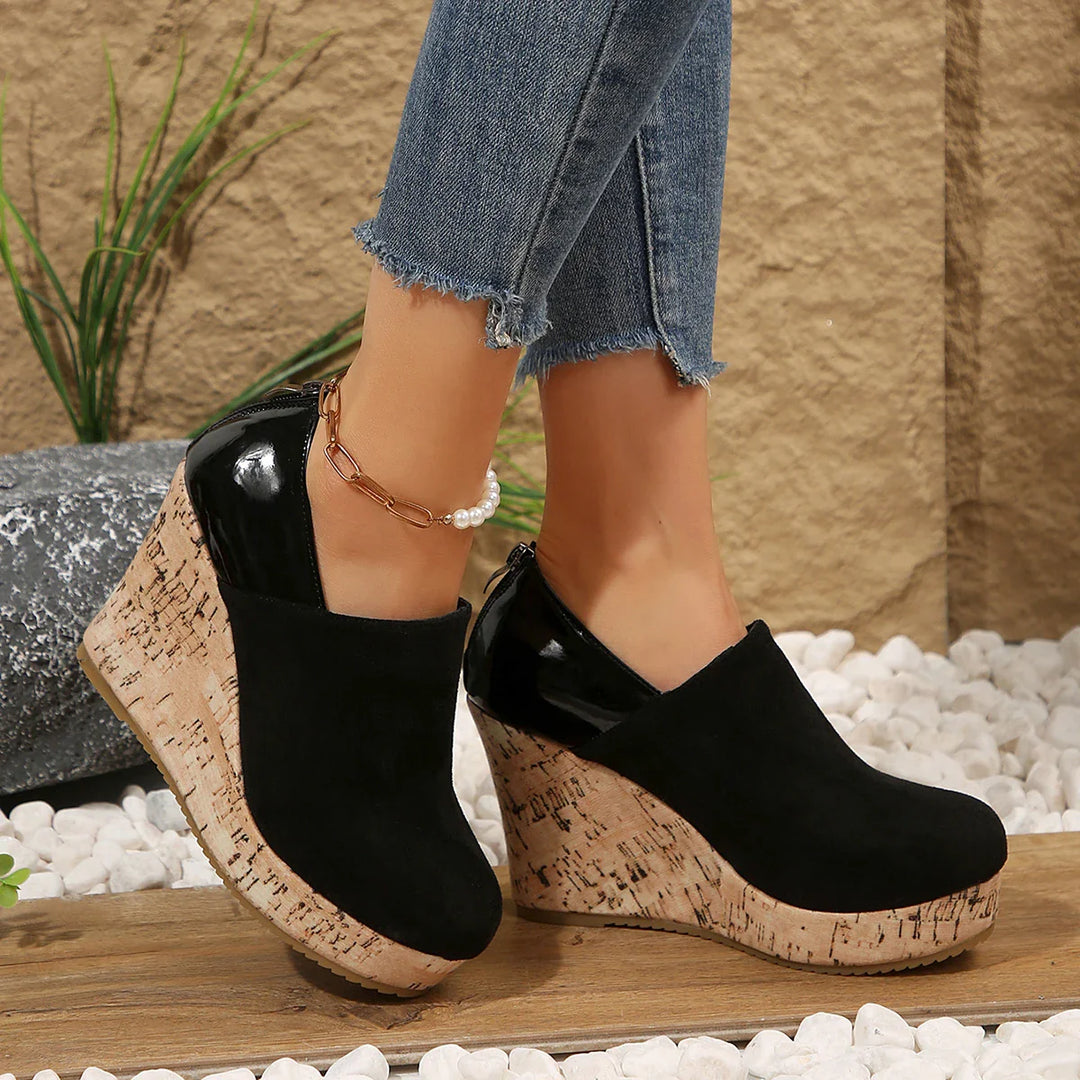 Collection of navy blue and deep black women's comfortable orthopedic wedge loafers