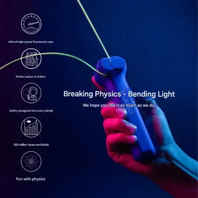 Kids' handheld glow string shooter toy, active blacklight novelty for interactive fun & light up play.