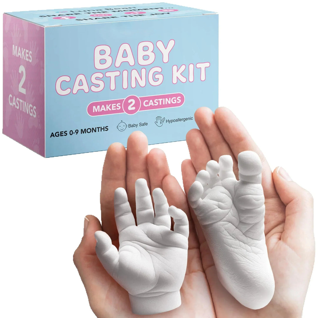 Unique baby shower gift: A newborn DIY keepsake casting kit. Create a personalized baby hand & footprint memory.