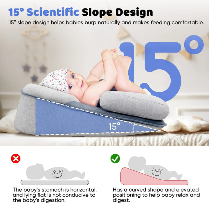 Comfortable newborn lounger provides essential infant support for safe sleep & digestion aid.