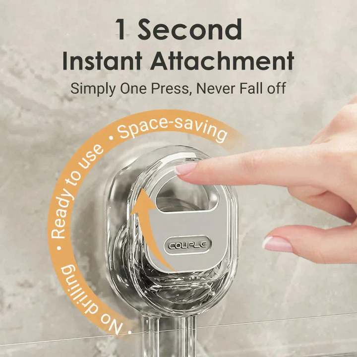 Convenient suction cup shower organizer for easy access to bath accessories. No-drill wall mount.
