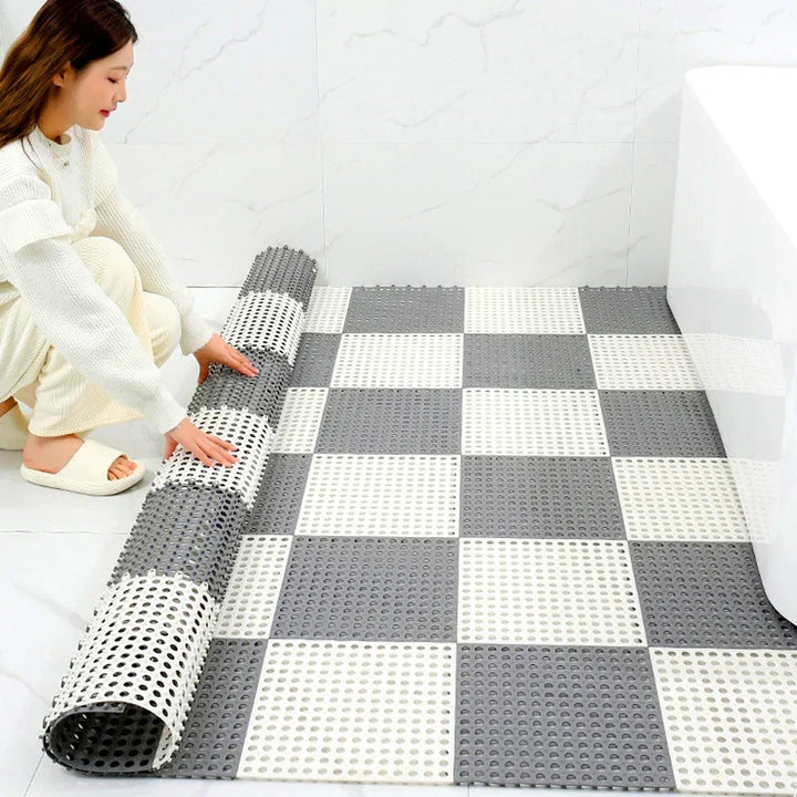 Quick-dry, mold-resistant non-slip shower mat set. Ensures safe footing in wet bathroom and shower areas.