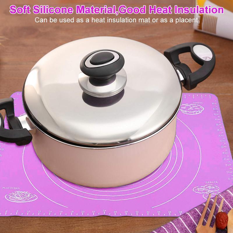 Versatile non-stick silicone pastry mat, excellent cooking aid for baking cookies, bread & other treats.