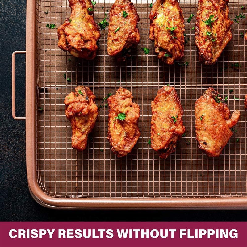 Crisper tray designed to fit a nonstick air fryer basket, enhancing air circulation