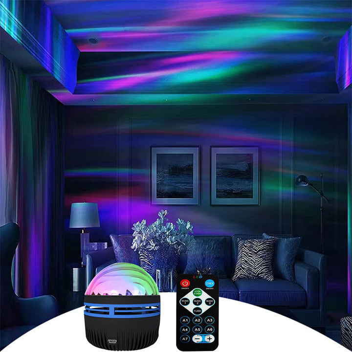 Room decor: Galaxy projector lamp casting realistic Northern Lights and ocean wave patterns