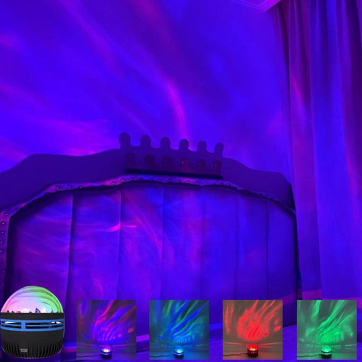 Kids' room night light: Aurora borealis and ocean wave galaxy projector creating a magical atmosphere