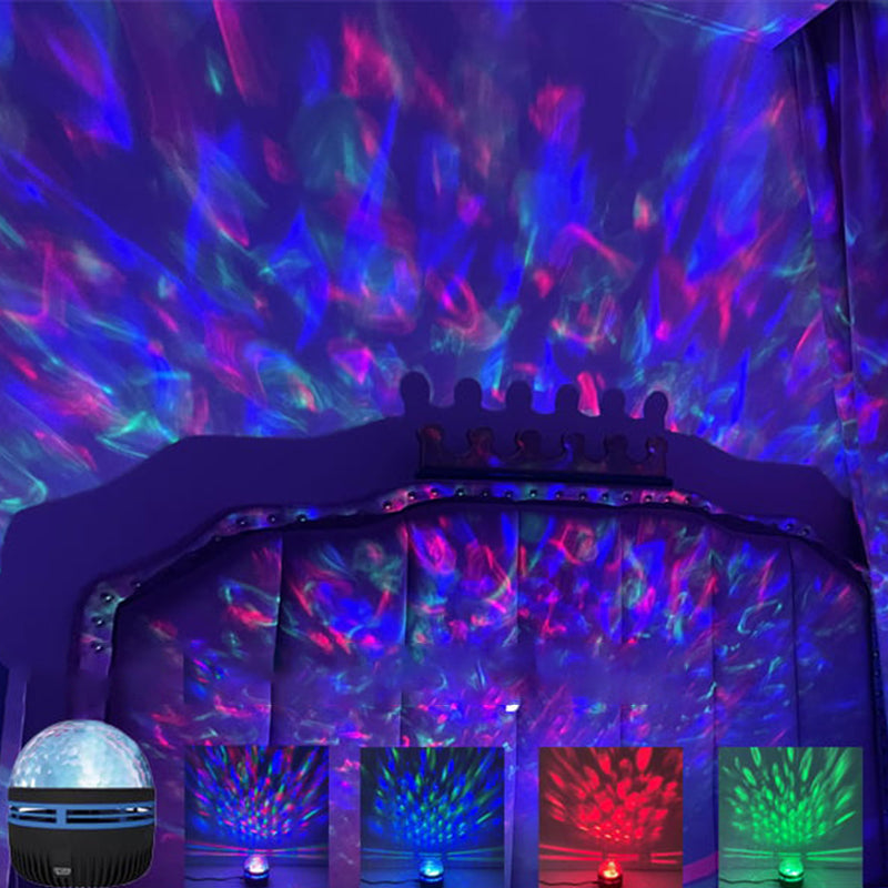 Adjustable Northern Lights & Ocean Wave Projector Lamp showing multiple color options for mood lighting
