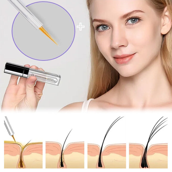 Result of Nourishing Eyelash Growth Serum: a before and after showing longer, fuller lashes.