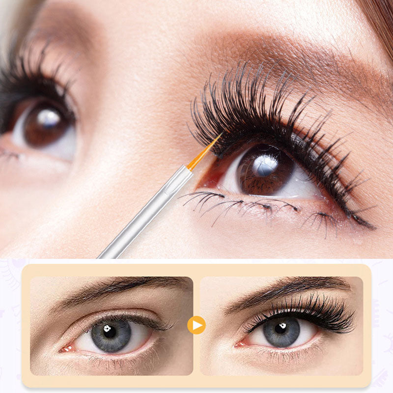 Woman applying Nourishing Eyelash Growth Serum to her upper lash line for lash care.