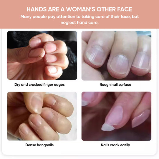 Hand applying Nourishing Nail Growth Cuticle Oil to cuticles, enhancing nail strength & moisture.