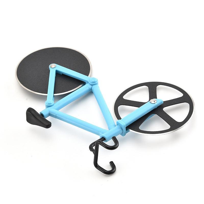 Innovative red bicycle pizza cutter, two durable stainless steel blades, a must-have kitchen novelty