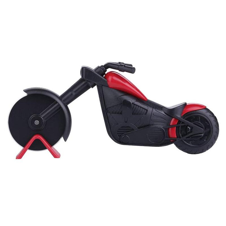 Gift idea: unique red bicycle wheel pizza cutter with twin sharp stainless steel cutting blades