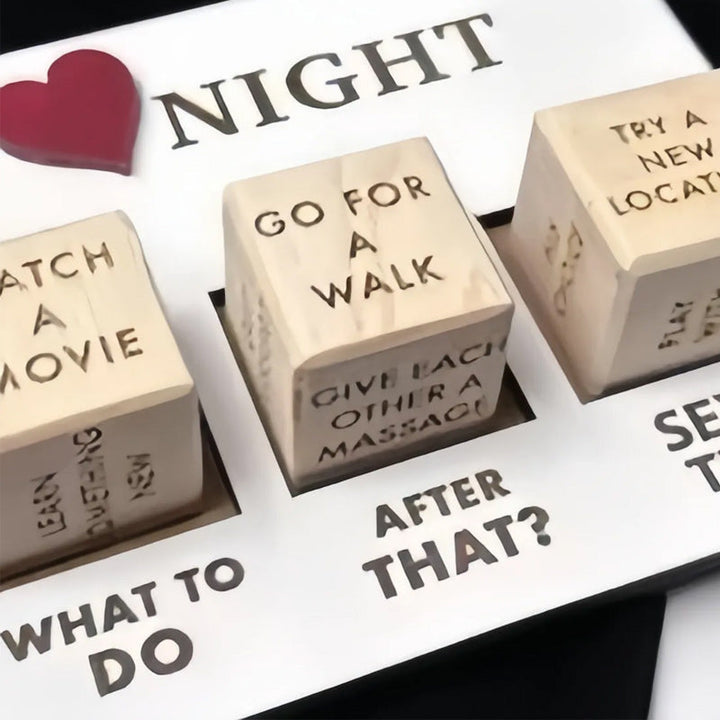 Date Idea Decision Dice Set with different romantic activities for couples