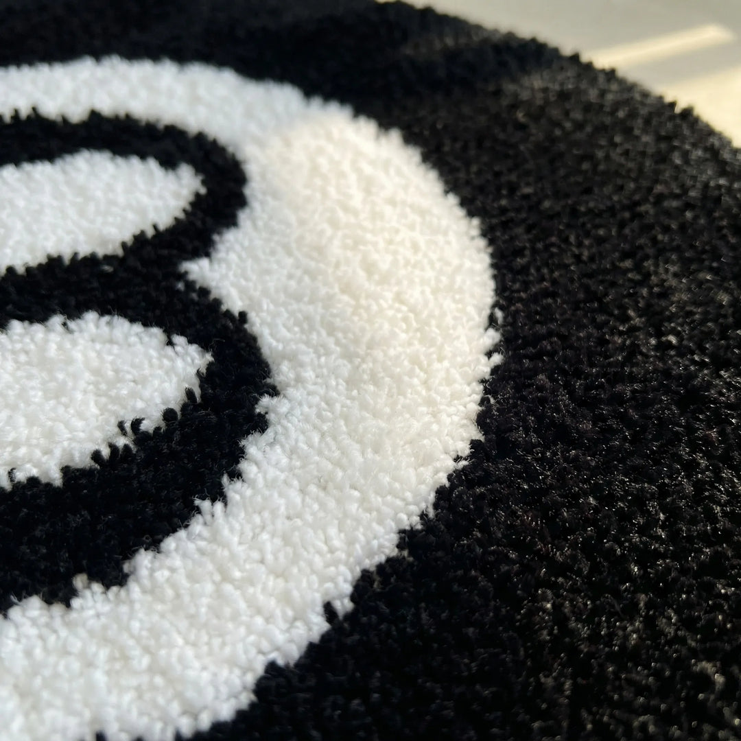 Machine washable round area rug. Non-slip floor mat with unique wave design for playful & modern home decor.