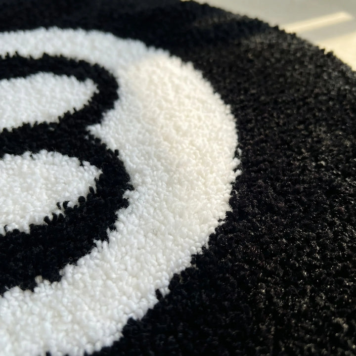 Machine washable round area rug. Non-slip floor mat with unique wave design for playful & modern home decor.