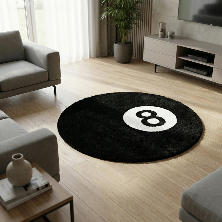 Statement round area rug for vibrant home decor. Playful wave pattern adds modern flair; non-slip & indoor/outdoor.