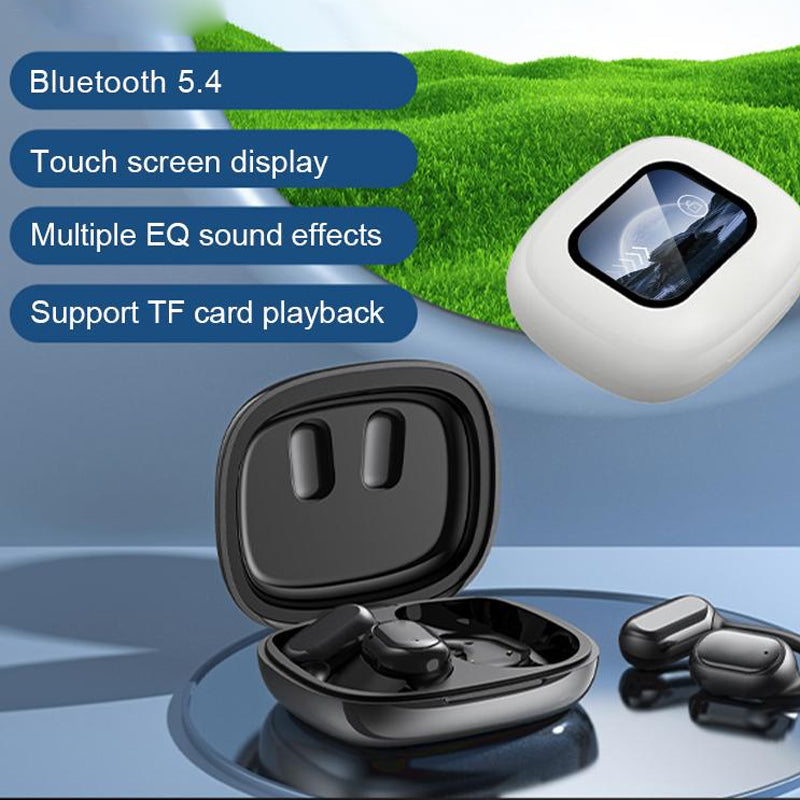 High-fidelity open ear Bluetooth earbuds with a protective charging case for on-the-go audio.