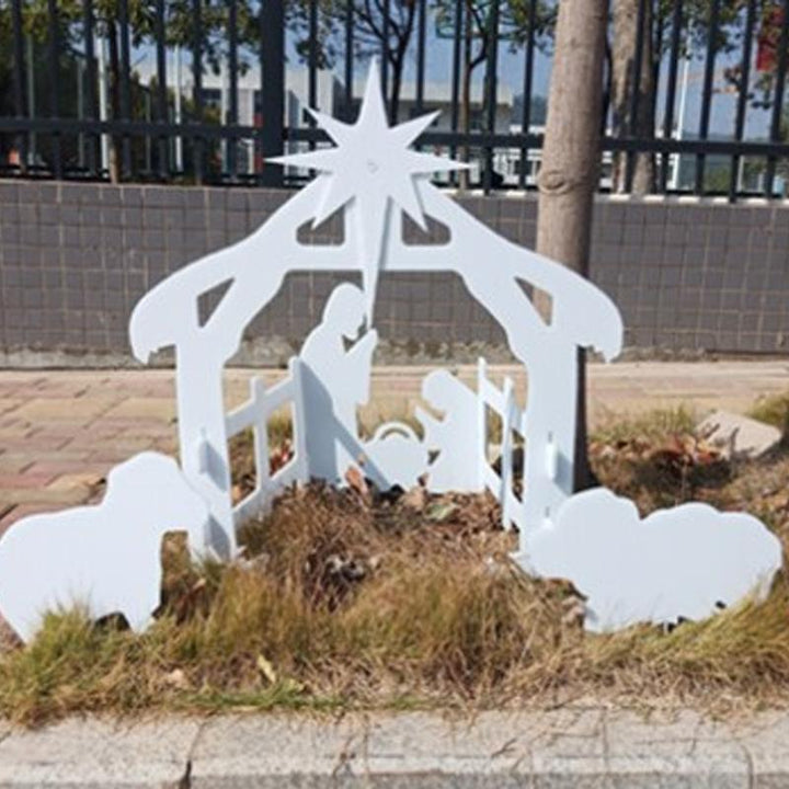 Elegant outdoor Christmas nativity set, perfect for a religious holiday display